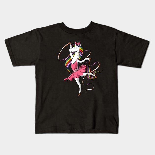 Unicorn Ballet Dancing Ballerina Kids T-Shirt by underheaven